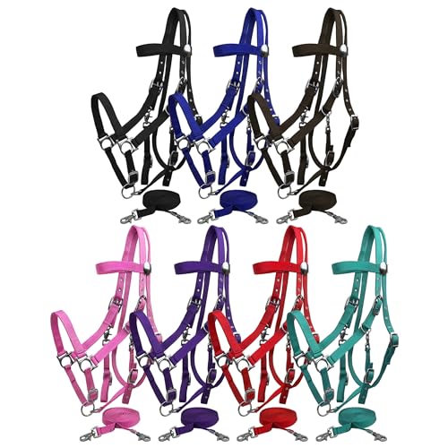 Nylon Combination Halter Bridle w/Reins - color: Black