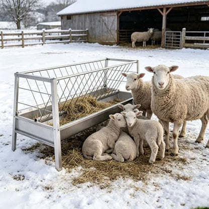 Heavy Duty Stainless Steel Feeder Hay for Goat, Sheep and Livestock Animals - 87 Gallon Large Capacity, Exact Dimensions 59 x 33.4 x 19.6in, Ideal for Efficient Feeding of Horses and Other Farm