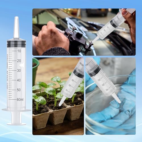 60ml Disposable Luer Slip Syringes Without Needles, 10-Pack - style: 60ml