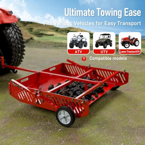 Efficraft Replaces Manure Fork 2-in-1 Manure Scoop & Tow Behind Trailer, Yard Sweeper for Horse Manure - Heavy Duty Drag Manure Collector,