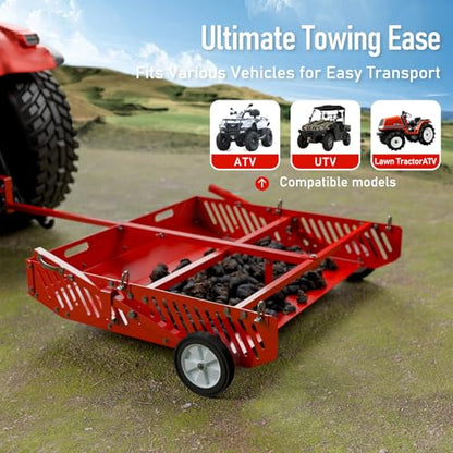 Efficraft Replaces Manure Fork 2-in-1 Manure Scoop & Tow Behind Trailer, Yard Sweeper for Horse Manure - Heavy Duty Drag Manure Collector,
