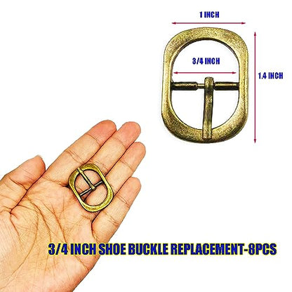 Shoe Buckle Replacement Set 3/4 Inch for Purse Strap Leather Belt, Roller Pin Buckles Single Prong Buckle-8 PCS - color: Bronze