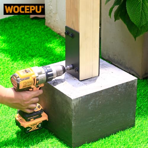 2 Pack Heavy Duty Stainless Steels U-Shape 4"x4"(Actually 4"x4") Wet Concrete Fence Post Holder, Psot Base, for Fence, Deck Railing, Pergola Wood Post Bracket Anchor (Dark Grey) - size: 4″x4″(Actual 4"x4")