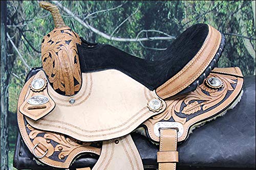 HILASON Western Horse Saddle American Leather Flex Trail Barrel Black | for Horses - size: 17 In