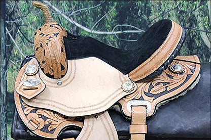 HILASON Western Horse Saddle American Leather Flex Trail Barrel Black | for Horses - size: 17 In