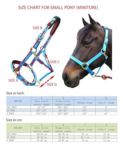 T TEKE Adjustable Horse Halters by Heavy Duty Soft Nylon, Padded with Anti-rubbing Waffle Neoprene on Both Crown & Nose - color: Pink, size: XXS Pony