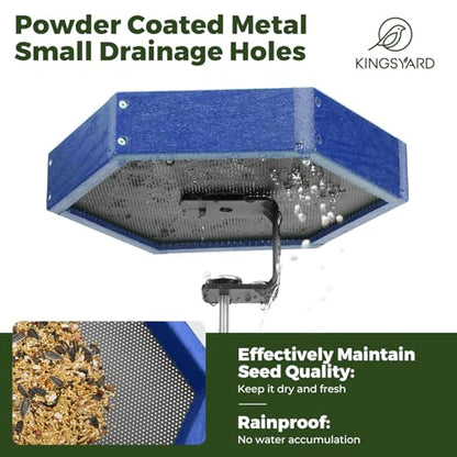 Kingsyard Clamp-On Deck Bird Feeder for Balcony Railings, No Drill - color: Blue