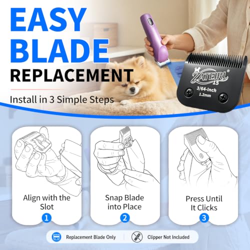 Size 15 Detachable Pet Grooming Clipper Blade with Steel Cutter, 3/64 Inch (1.2 mm) Cut Length, Black, Compatible with Andis, Oster A5, Wahl KM10, 3 Pack - color: Black, size: 15# 1.2mm - 3 Pack