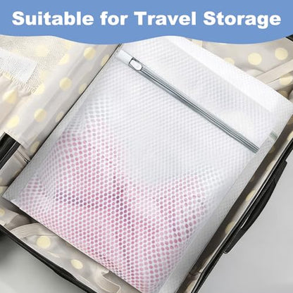 Laundry Bags Mesh Wash Bags for Delicates, Upgraded Honeycomb & Fine Mesh, Extra Durable with Sturdy Zippers, Protect Clothes in Washing Machine Essentials for Home, College & Dorm, 16 x 20 in 3-Pack