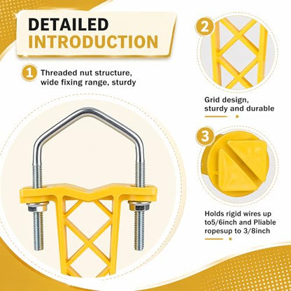 25 Pcs Yellow Tube Electric Fence Insulators Extender with U-Bolt - color: Yellow, size: 25 Pack