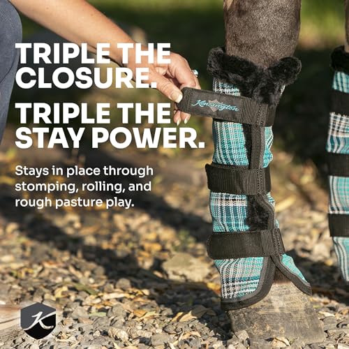Kensington Protective Products Horse Fly Boots - Fleece Trimmed - Stay-Up Technology - Protection from Insect Bites and UV Rays - Sold in Pairs (2 Boots) - color: 2021 - Atlantis