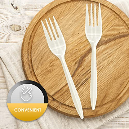 PAMI Medium Weight Disposable Plastic Forks,White,Bulk Pack,1000 Count - size: Forks, style: Forks
