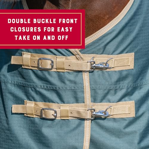 Weaver Equine Turnout Horse Rain Sheet, Waterproof Horse Turnout Sheet with Hole Mesh Lining, Multi-Purpose Protective Equestrian Gear, 81", Green - size: 81"