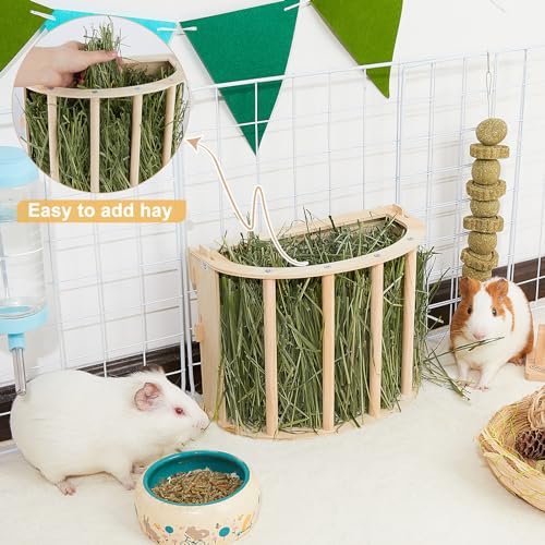 Unicorn Catcher Wooden Guinea Pig Hay Feeder, Large Hanging Rabbit Rack - size: 1 PACK