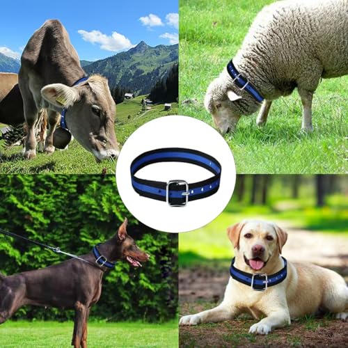 Nylon Cow Collar, 54 Inch, Thickened Neck Strap with Metal Buckle, Blue