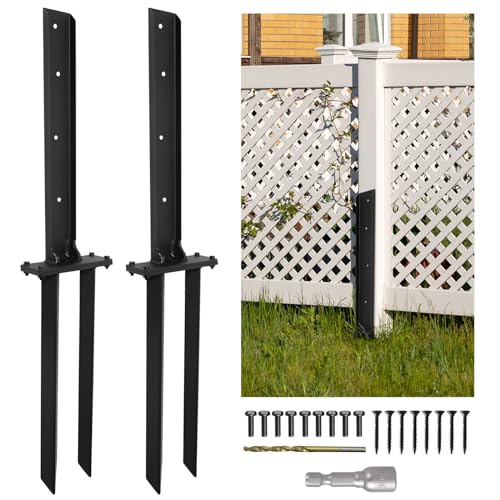 Fence Post Repair 2pcs,H-Shaped Double Ground Spike for Tilted Wood Post - size: 2PCS
