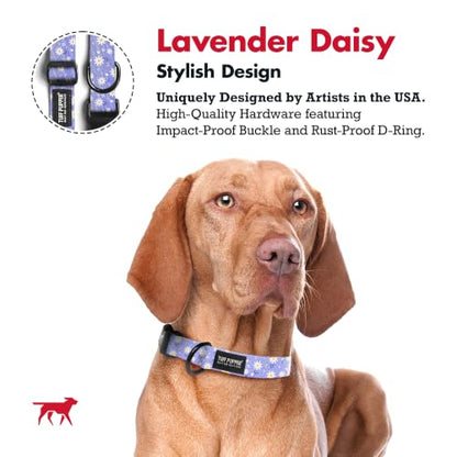 Tuff Pupper Premium Adjustable Dog Collar, Stylish Pattern Collars Designed in USA, Quick Release Buckle, Lavender Daisy Small (0.7 Inch Wide x 8-12 Inch Neck) - color: Lavender Daisy, size: Small