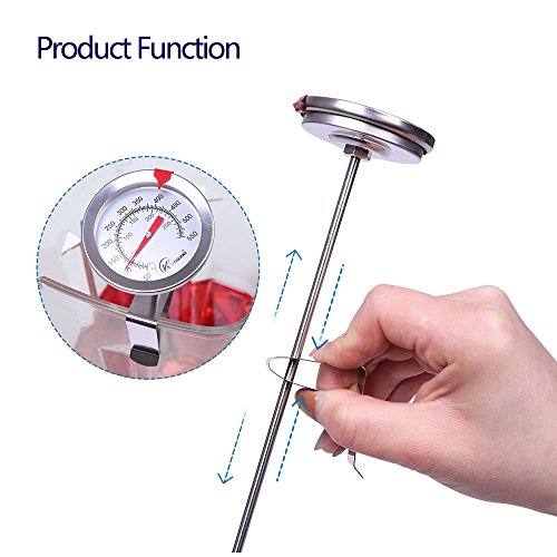 KT THERMO Candy/Deep Fry Thermometer with Instant Read,Dial Thermometer,12" Stainless Steel Stem Meat Cooking Thermometer,Best for Turkey,BBQ,Grill,Analog display - color: 1-pack