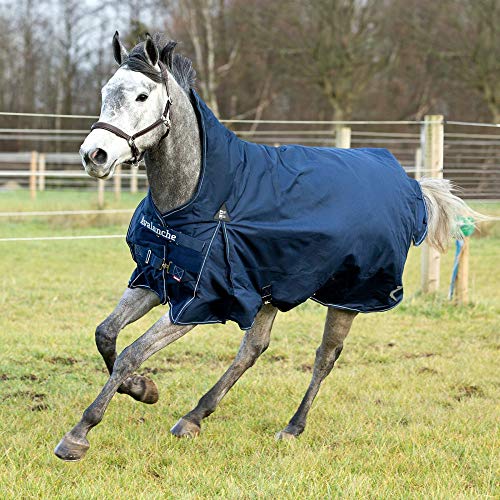 Horze Avalanche 1200D Ripstop High Neck Heavy Weight Waterproof Horse Turnout Blanket (300g Fill) - Peacoat Dark Blue - 84 in - size: 84 in