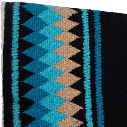 Billy Royal Fleece Bottom Contoured Saddle Pad - 34" x 40" | New Zealand Wool Top | 3/4" Felt Core | Contoured Fit | Hypoallergenic Fleece Lining | Weighs 8 lbs - color: Black/Aqua/Lilac