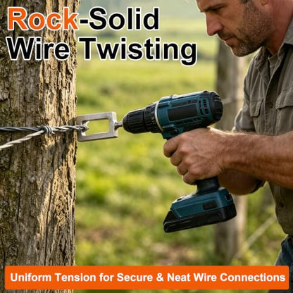 Electric Drill Wire Twisting Tool – 2PCS Heavy Duty Wire Twister Set, 1/4" Hex Shank Fast Twisting Tool for Fencing, Rebar Tying & Construction (9# & 11#)