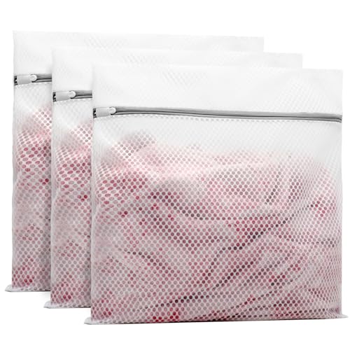 Muchfun 3Pcs Durable Honeycomb Mesh Laundry Bags for Delicates 24x24 Inches - size: 3 XX-Large