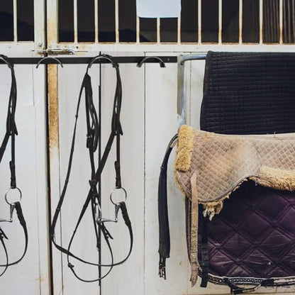 Aliceset 2 Pcs Horse Bridle Rack Wall Mount Metal 5 Spot Bridle Rack Horse Tack Organizer Rounded Tack Hook Space Saving Storage for Barn Room Halter Headstall Supplies Black