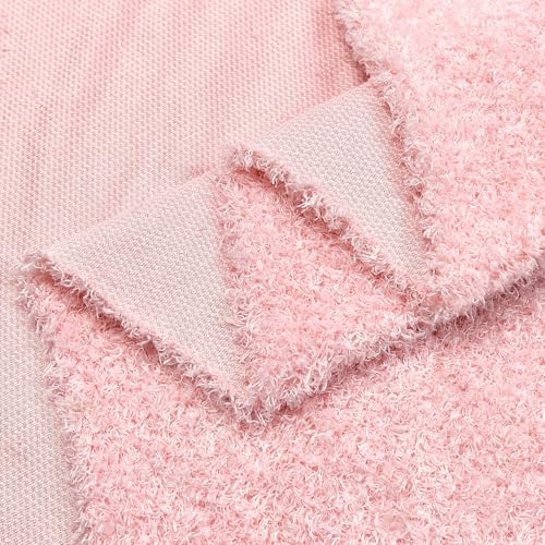 Surf turtle Light Pink Curly Teddy Fleece Faux Fur Fabric 36" x 59" - color: Light Pink, size: 36 x 59 inches