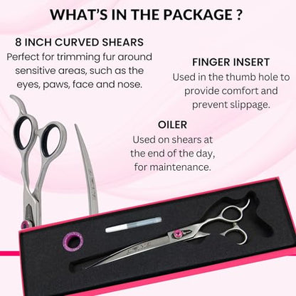 Kenchii Love Dog Grooming Shears, 8in Curved - size: 8.0" Curved