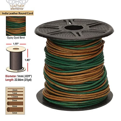 The Beadsmith Leather Cord – Gypsy Dyed Berol – 1mm Spool – 25 Yards/22.86 Meters – Indian Leather Thong Ideal for Braiding, Beading, Necklaces, Fine Lacing, Hair Accessories & DIY Jewelry Making - size: 1mm, style: Gypsy Dyed Berol – 25 Yards