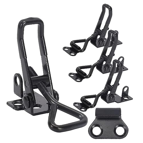 8Pack Heavy Duty Toggle Clamp Latch 4003 Style, Black Toggle Clamps | 1320lb Capacity Pull Clamp Adjustable Quick Release Hasp Clamps,Metal Toggle Latches Catch for Smoker Door Tool Box Trunk Jig - color: Black-4pcs