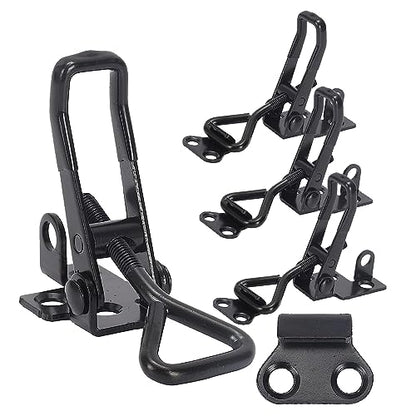 8Pack Heavy Duty Toggle Clamp Latch 4003 Style, Black Toggle Clamps | 1320lb Capacity Pull Clamp Adjustable Quick Release Hasp Clamps,Metal Toggle Latches Catch for Smoker Door Tool Box Trunk Jig - color: Black-4pcs