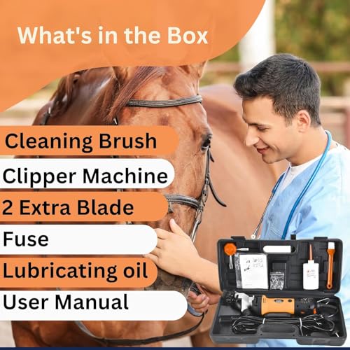Heavy Duty Horse Clippers 600W Professional Electric Grooming Kit for Horses, Goats, Cattle & Livestock – 6-Speed Heavy Duty Farm Haircut Trimmer for Thick Coats – Equine Clippers with Accessories