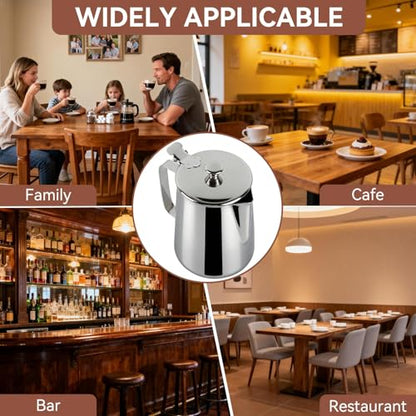 Milk Frothing Pitcher Jug, 33.82oz Milk Frother Cup with Lid, Stainless Steel Coffee Creamer Container Dispenser Cup Mug Milk Steaming Pitcher for Latte Coffee Art (1000ML) - size: 1000ML