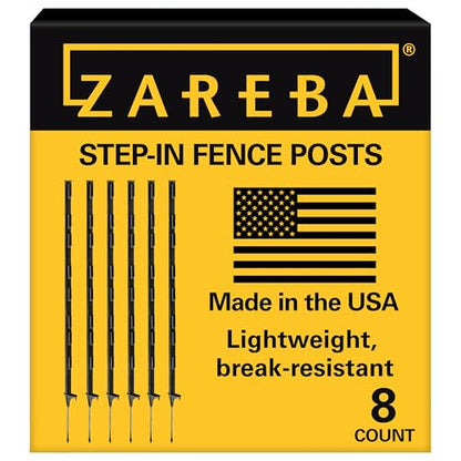 Zareba 4-Foot Step-in Electric Fence Posts - 8 Pack for Electric Fence System - Sturdy Construction - A-48B8, Black - Easy to Install Step in Posts, Includes 8 - style: 8 Black Posts