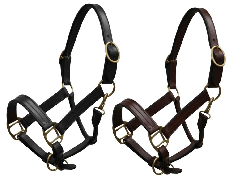 Yearling Leather Halter w/Brass Hardware - color: Brown