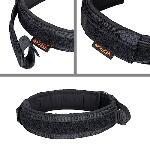 EXCELLENT ELITE SPANKER Tactical Nylon Dog Collar Military Metal Buckle | Adjustable Training Padded Durable Dog Collar Heavy Duty with Control Handle & Patches for Medium and Large Dogs Easy Wear - color: Black, size: M-(14''-18")