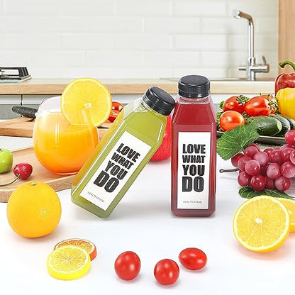Fhxtcygj 35pcs 16oz Plastic Bottles with Caps, Juice Container with Lids - color: 35pcs 16oz