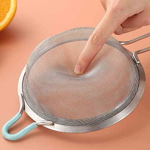 304 Stainless Steel 5.51 inch Fine Mesh Strainers for Kitchen, Colander-Skimmer with Handle, Sieve Sifters for Food, Tea, Rice, Oil, Noodles, Fruits, Vegetable 5.5 inch - size: Medium 5.5 inch