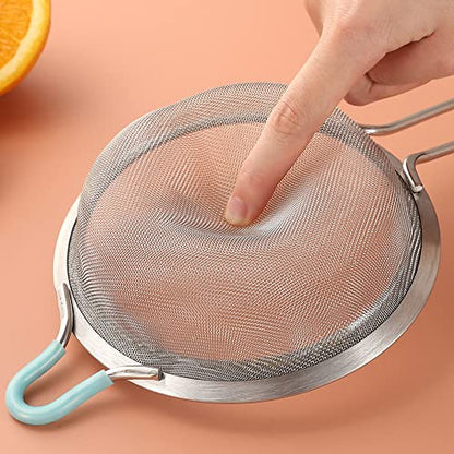304 Stainless Steel 5.51 inch Fine Mesh Strainers for Kitchen, Colander-Skimmer with Handle, Sieve Sifters for Food, Tea, Rice, Oil, Noodles, Fruits, Vegetable 5.5 inch - size: Medium 5.5 inch