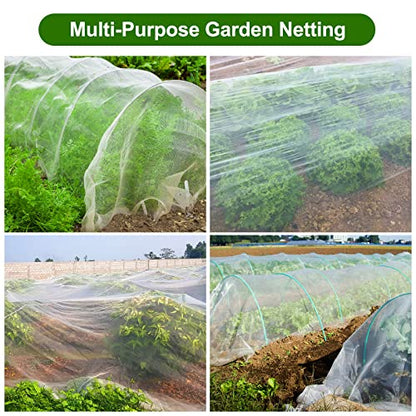 Jevrench 4 x 10 ft Garden Netting Row Cover, Ultra Fine Mesh for Plants | Protective Plant Netting for Gardens, Raised Beds and Greenhouses, Mesh Cover for Vegetables, Fruit Trees and Flowers - size: 4ft x 10ft