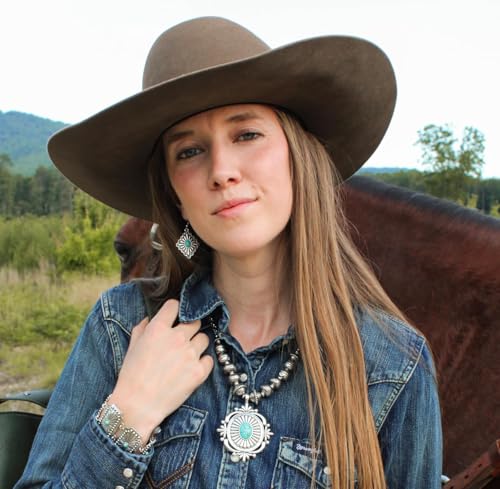 Montana West Rustic Couture's Western Concho Dangle Drop Earrings for Women - color: G-Turquoise