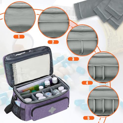 GDNasist Medicine Storage Bag, Medical Bag Pill Bottle Organizer Empty - color: Purple