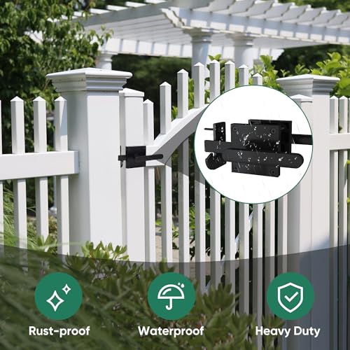 JUBEST Double Side Gate Latch, Heavy Duty Swinging Door Latch Gate Hardware for Right Inswing Outdoor Fence, Wooden Gates, Pool Gate, Backyard, Garden