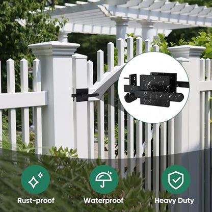 JUBEST Double Side Gate Latch, Heavy Duty Swinging Door Latch Gate Hardware for Right Inswing Outdoor Fence, Wooden Gates, Pool Gate, Backyard, Garden
