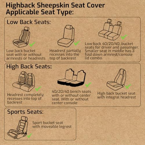 Aegis Cover Sheepskin Seat Cover Genuine Australian Merino Wool Front Seat Cover Luxury Dense Pelt Universal Fit for Most Cars, SUVs, Trucks, Bucket-Style, 54 X 22 Inches (Grey) - color: A Grey