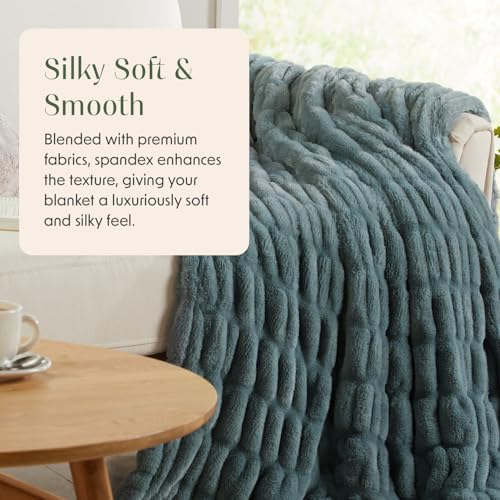Springtree Home Luxury Micro Plush Throw Blanket | Thick Faux Fur | Ocean | Lily Collection | 50" x 60" | Teal Blanket | Ultra Plush - color: Deep Ocean, size: 50" x 60" (Medium)