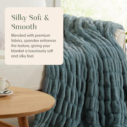 Springtree Home Luxury Micro Plush Throw Blanket | Thick Faux Fur | Ocean | Lily Collection | 60" x 70" | Teal Blanket | Ultra Plush - color: Deep Ocean, size: 60" x 70" (Large)