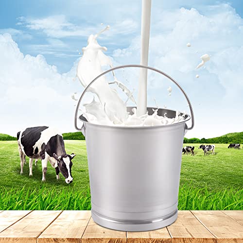 14L/14.8 Qt Large Stainless Steel Compost Bucket Milk Metal Pail with Lid & Handle, Compost Bin Kitchen Scrap Buckets Food Waste Slop Storage Container Buckets Garbage Pail, Open Lip Edge
