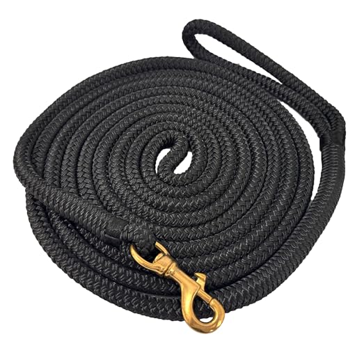 Horse Lead Rope, Double Braided Nylon Horse Lead Line, Lead Rope for Horses with Quick Halter Attachment, Soft Comfort Grip, Barn Horse Tack for Daily Use & Showing (1/2" X 15ft)